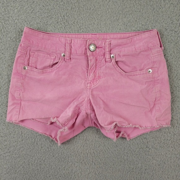 American Eagle Outfitters Pants - American Eagle Shorts Womens 0 Pink Corduroy Micro Mini Low Rise Cut Off Stretch